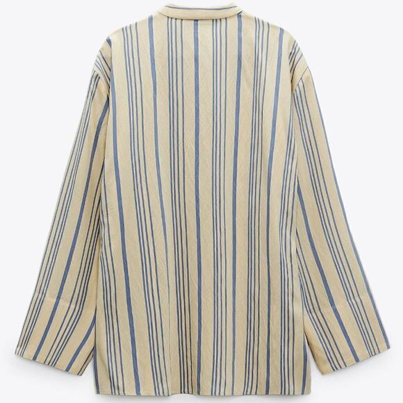 ZARA Striped Flowy Shirt Blouse Viscose - Picture 4 of 7